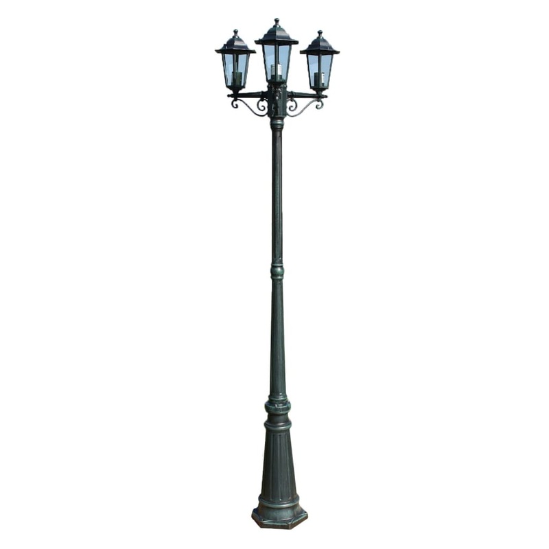 Buy Garden Light Post 3-arms 215 cm Dark Green/Black Aluminium - MyDeal