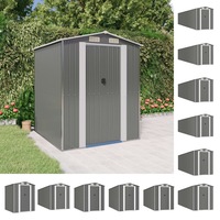 Garden Shed Light Grey Galvanised Steel Outdoor Tool Storage Shed House vidaXL