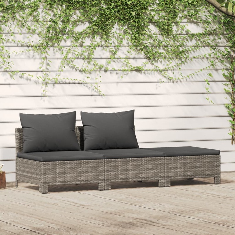 Buy Garden Sofa with Cushion Grey Poly Rattan Patio Furniture Multi