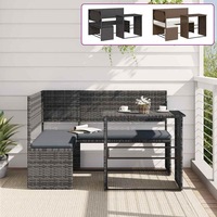 Garden Sofa with Table and Cushions Modular Sofa L-Shaped Poly Rattan vidaXL