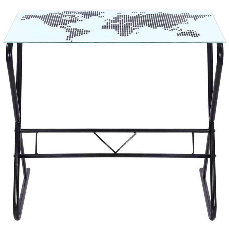 Buy Glass Desk with World Map Pattern MyDeal