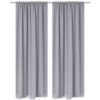 2 pcs Grey Slot-Headed Blackout Curtains 135 x 245 cm vidaXL