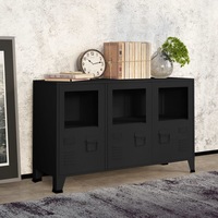 Industrial Sideboard Black 105x35x62 cm Metal and Glass vidaXL