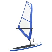 Inflatable Stand Up Paddleboard with Sail Set Blue and White vidaXL