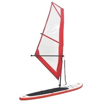 Inflatable Stand Up Paddleboard with Sail Set Red and White vidaXL