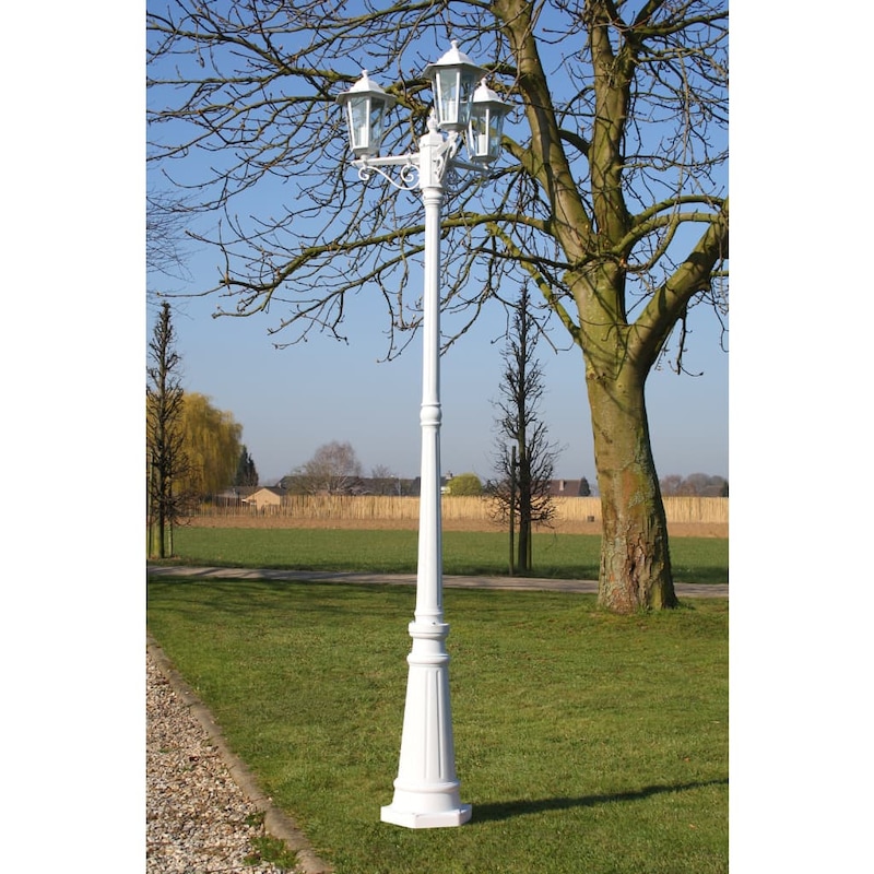 vidaXL Garden Light Post 3-arm 215cm White Outdoor ... vidaXL Garden Light Post 3-arm 215cm White Outdoor ...