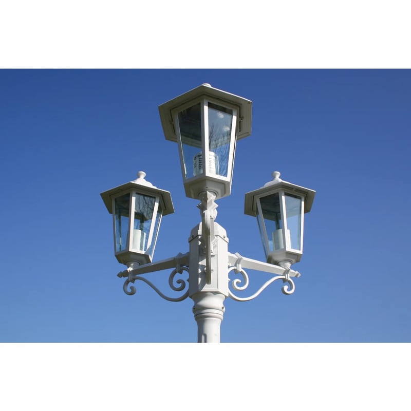 vidaXL Garden Light Post 3arm 215cm White Outdoor Standing Yard