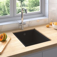 Kitchen Sink with Overflow Hole Black Granite vidaXL