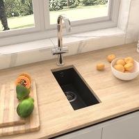 Kitchen Sink with Overflow Hole Black Granite vidaXL