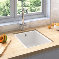 Kitchen Sink with Overflow Hole White Granite vidaXL
