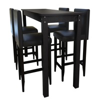 Bar Table with 4 Bar Chairs Black vidaXL