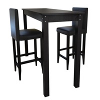 Bar Table with 2 Bar Chairs Black vidaXL
