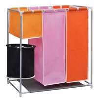 3-Section Laundry Sorter Hamper with a Washing Bin vidaXL
