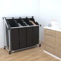 Laundry sorter with 4 bags black grey vidaXL