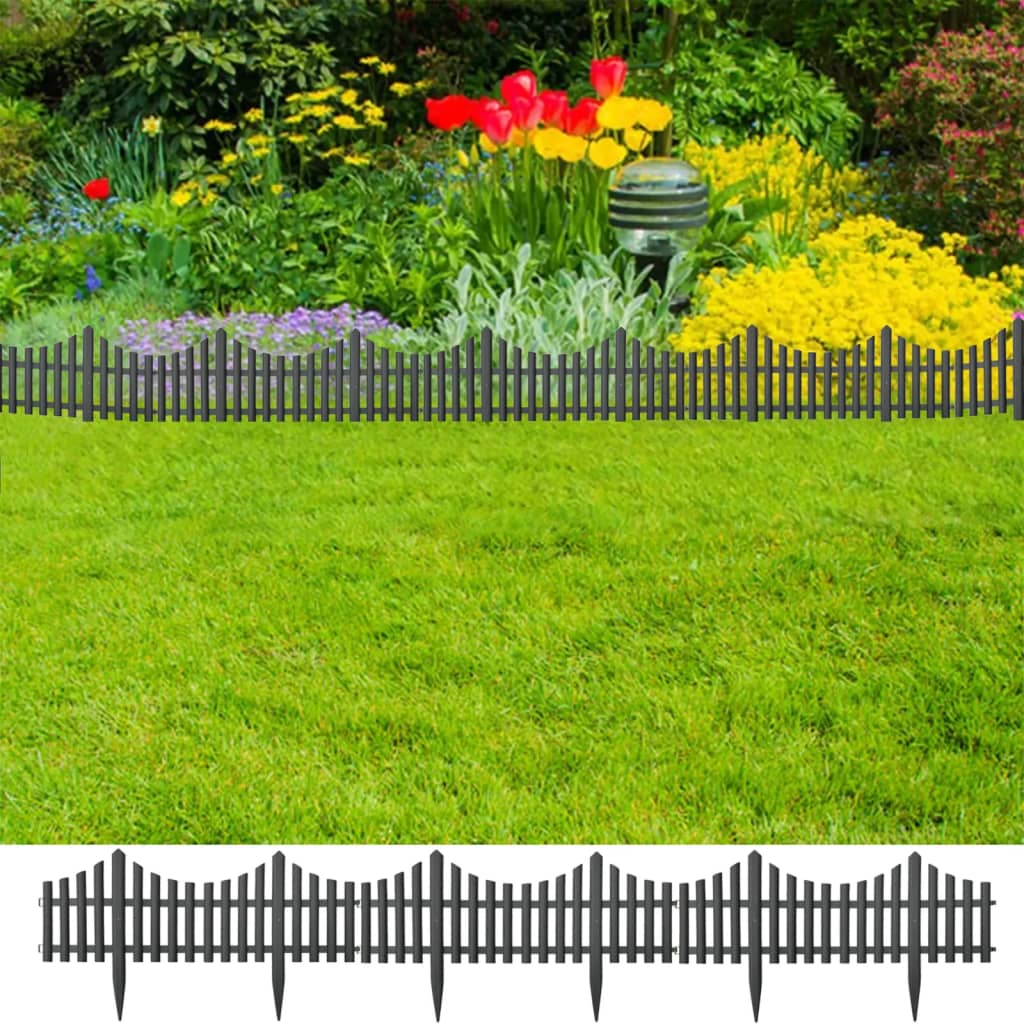Lawn Edgings 17 pcs Anthracite 10 m PP vidaXL Australia