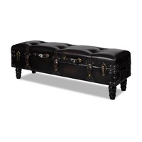 Long Storage Bench Brown MDF and Leather vidaXL