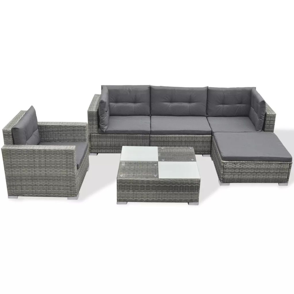 Outdoor Lounge Set 17 Piece Poly Rattan Grey Garden Sofa Furniture