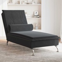Massage Chaise Lounge with Bolster Black Velvet vidaXL