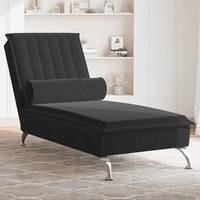 Massage Chaise Lounge with Bolster Black Velvet vidaXL