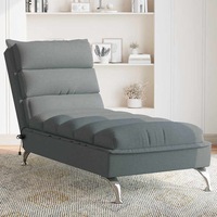 Massage Chaise Lounge with Cushions Dark Grey Fabric vidaXL