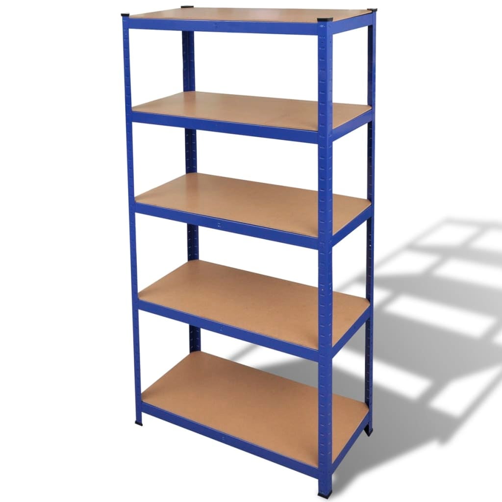5-Layer Storage Shelf Blue Steel&Engineered Wood vidaXL