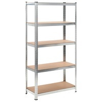 5-Layer Storage Shelf Silver Steel&Engineered Wood vidaXL