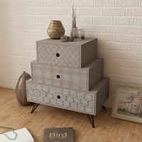 Nightstand with 3 Drawers Grey and Brown vidaXL
