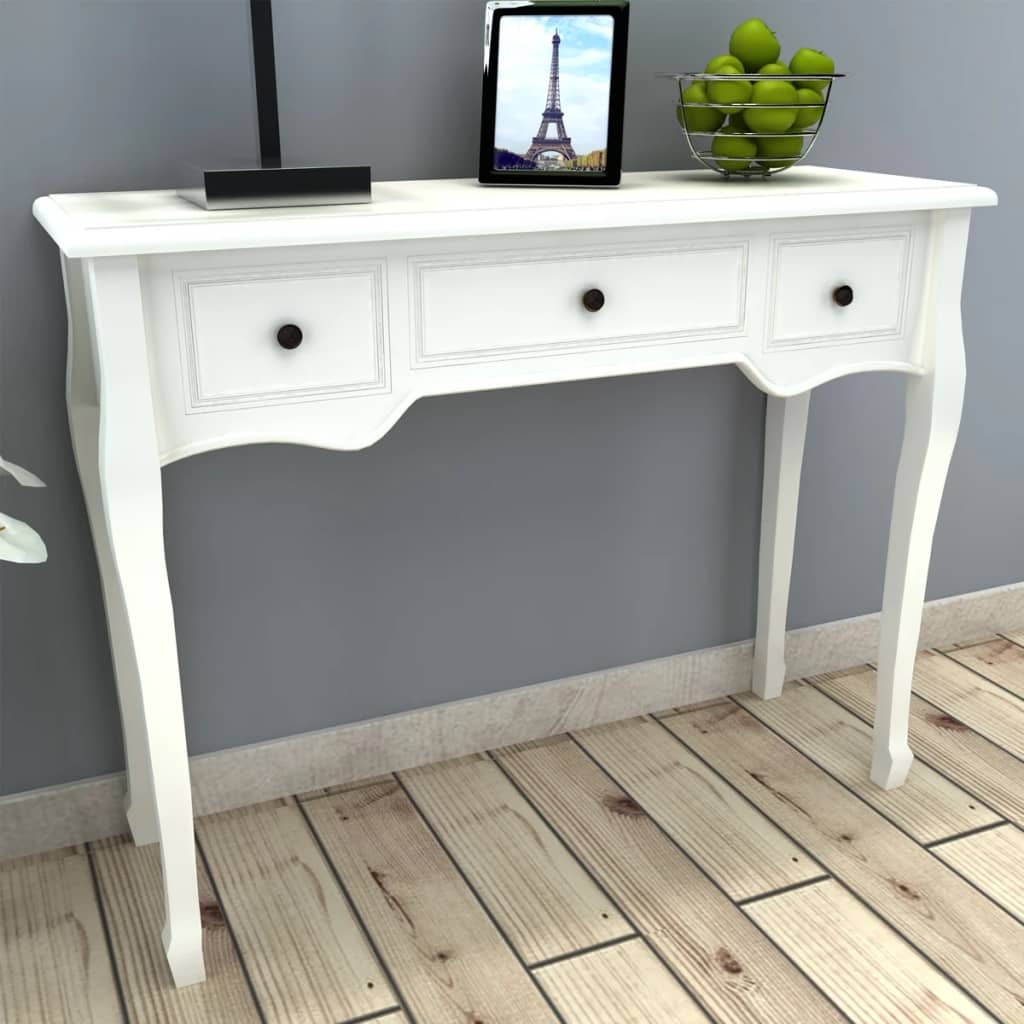 Dressing Console Table with Three Drawers White vidaXL