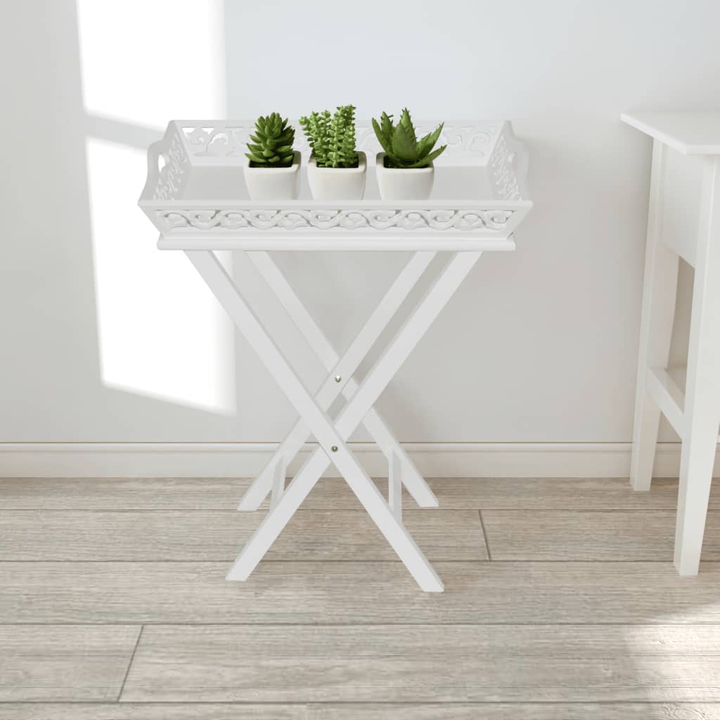 Side Table with Tray White vidaXL