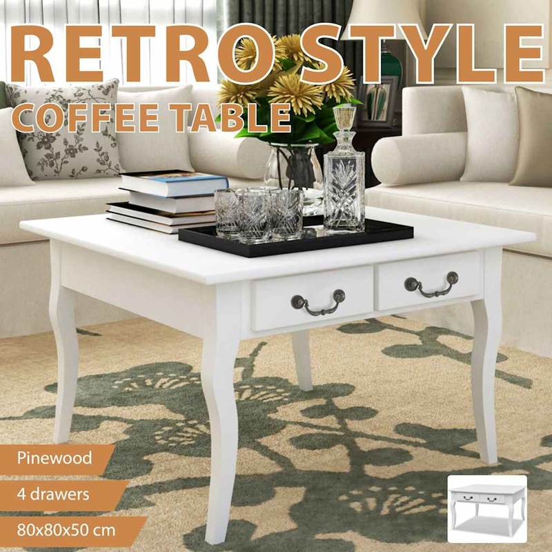 Buy Coffee Table with 4 Drawers White MyDeal