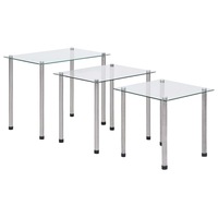 Nesting Tables 3 pcs Transparent Tempered Glass vidaXL