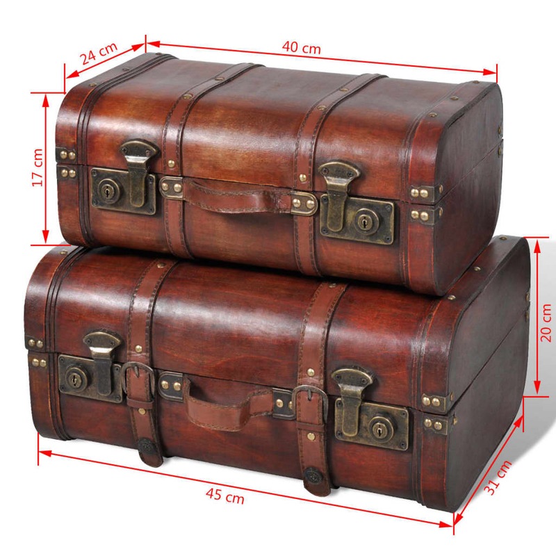 Buy Wooden Treasure Chests 2 pcs Vintage Brown vidaXL MyDeal