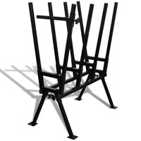Black Powder-Coated Saw Horse for Woodworking vidaXL