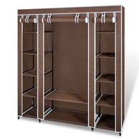 Wardrobe with Compartments and Rods 45x150x176 cm Brown Fabric vidaXL