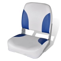 Boat Seat Foldable Backrest with Blue-white Pillow 41x36x48 cm vidaXL