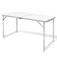 Foldable Camping Table Height Adjustable Aluminium 120 x 60 cm vidaXL