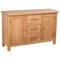 Sideboard with 3 Drawers 110x33.5x70 cm Solid Oak Wood vidaXL