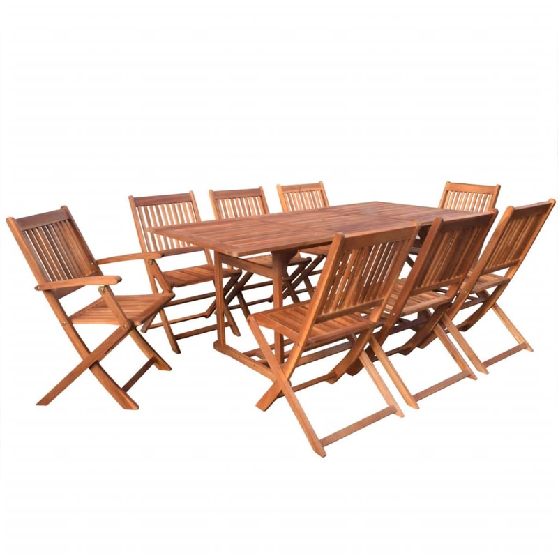 9 Piece Outdoor Dining Set Solid Acacia Wood - MyDeal