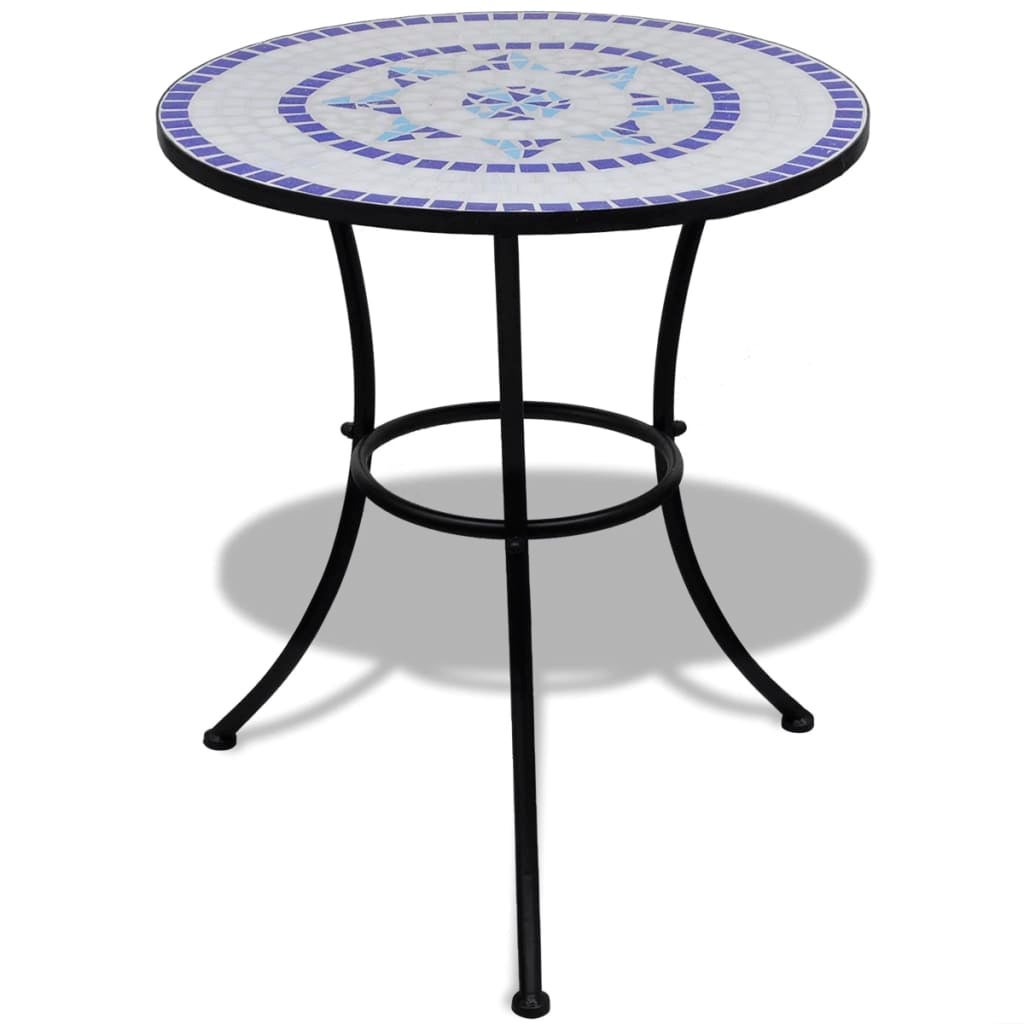 Bistro Table Blue and White 60 cm Mosaic vidaXL