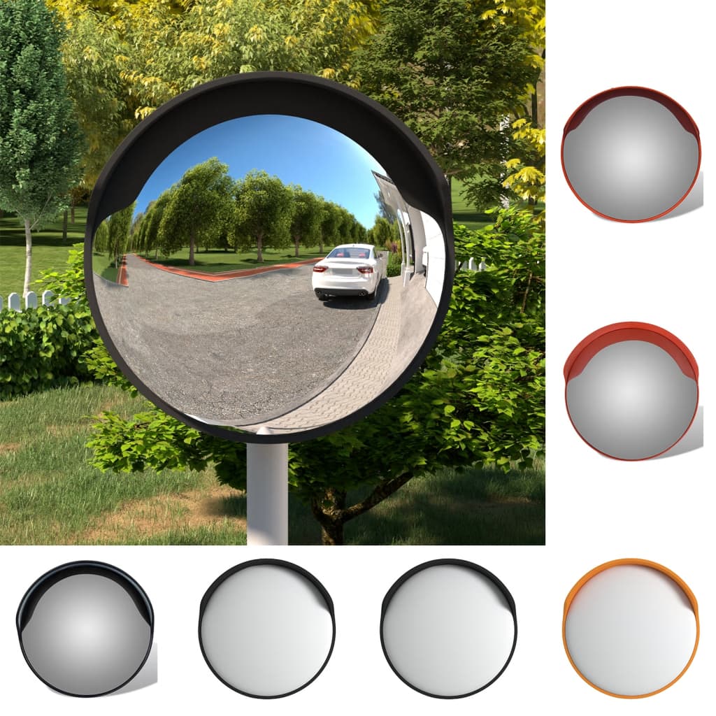 Convex Traffic Mirror PC Plastic Road Security Black/Orange Multi Sizes vidaXL Australia
