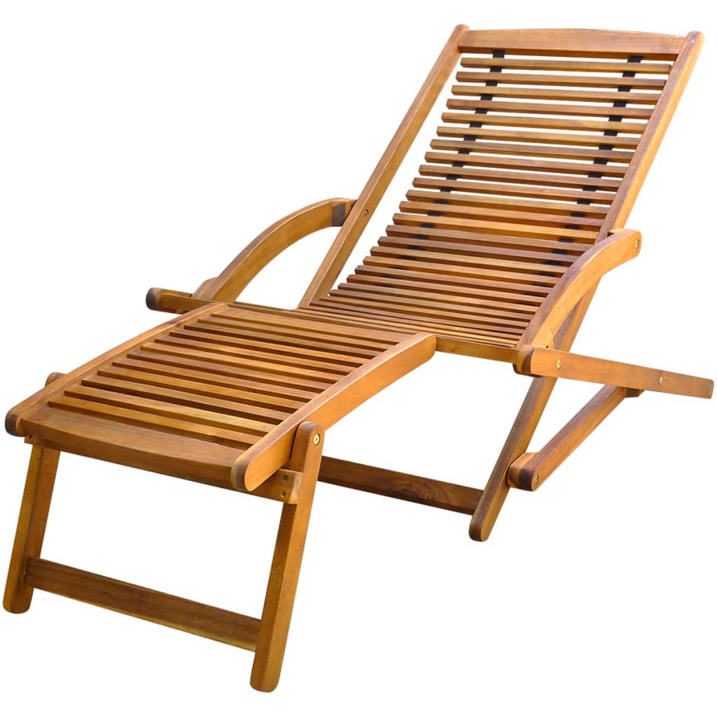 Deck Chair with Footrest Solid Acacia Wood vidaXL