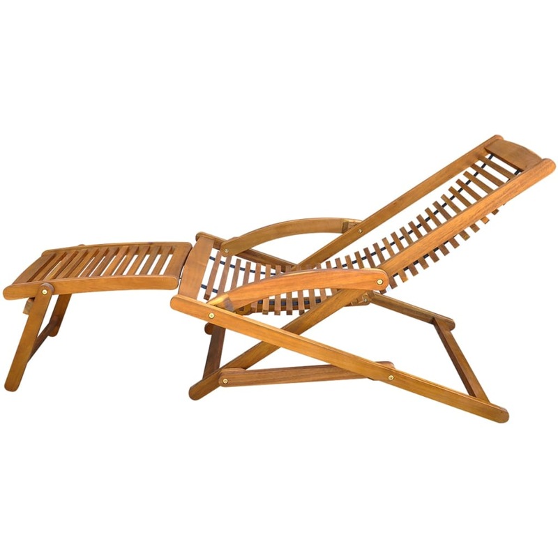 Buy Deck Chair with Footrest Solid Acacia Wood MyDeal