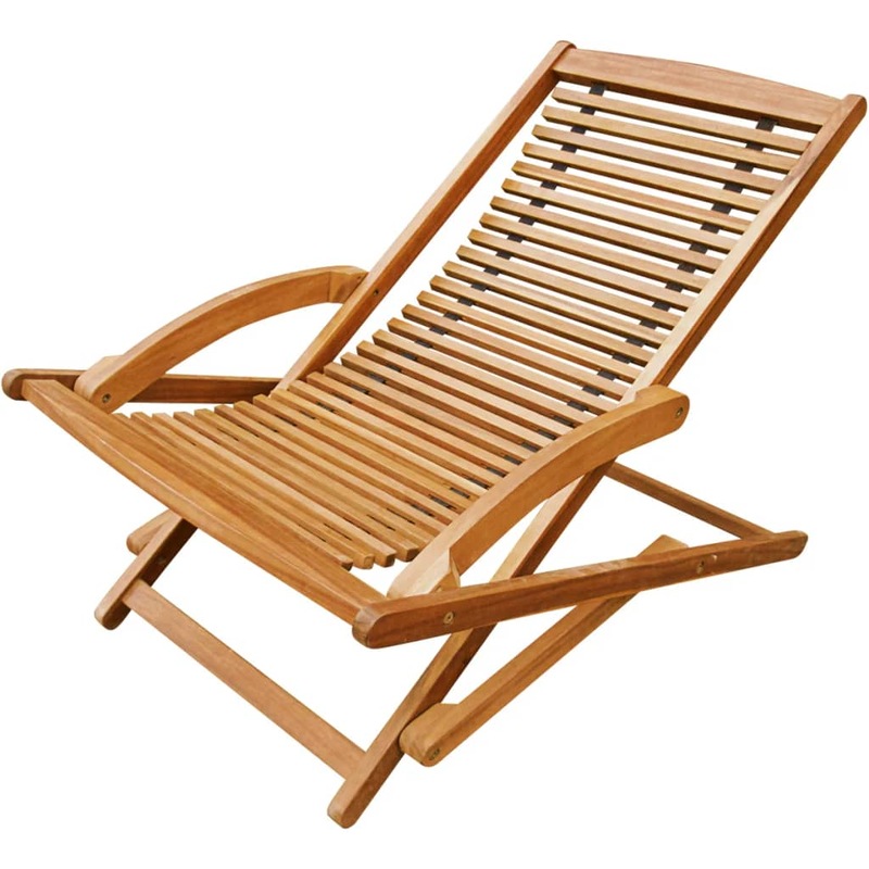Buy Deck Chair with Footrest Solid Acacia Wood MyDeal
