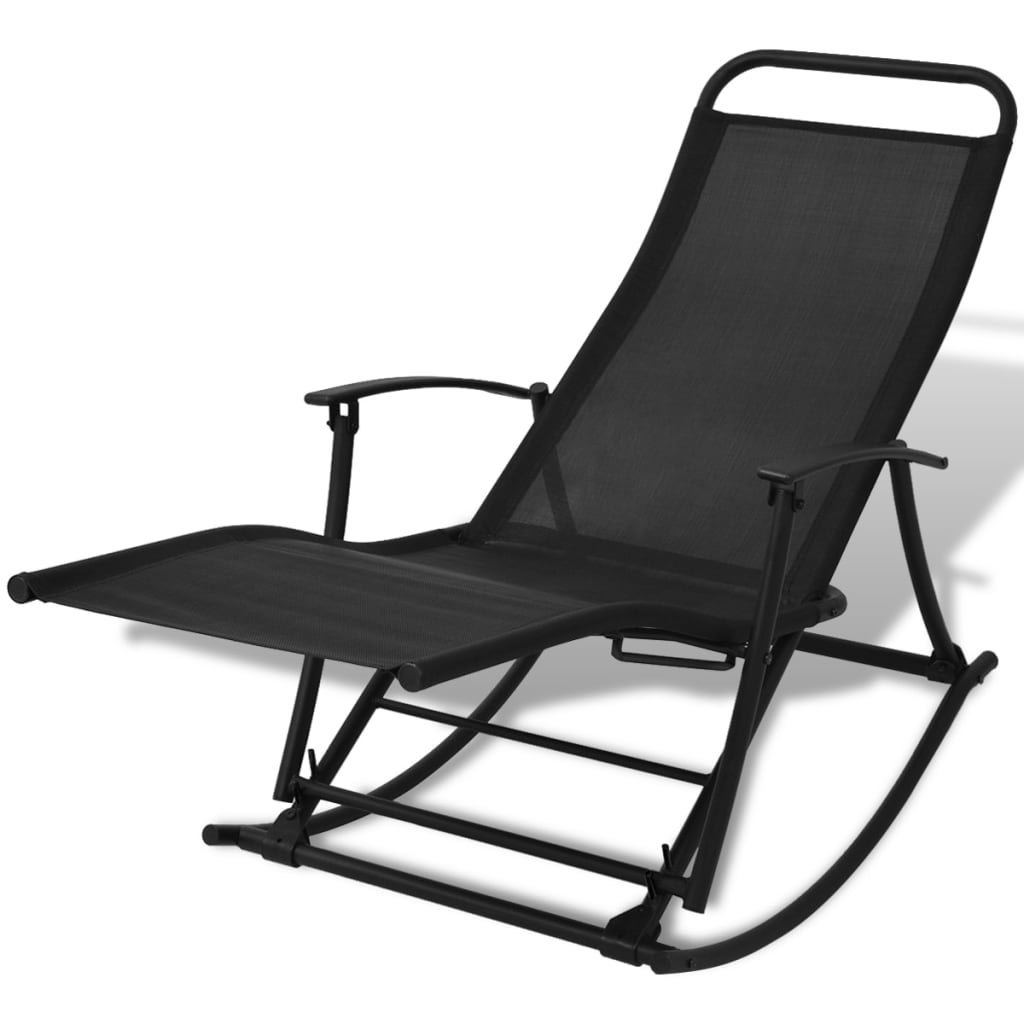 Garden Rocking Chair Steel and Textilene Black vidaXL