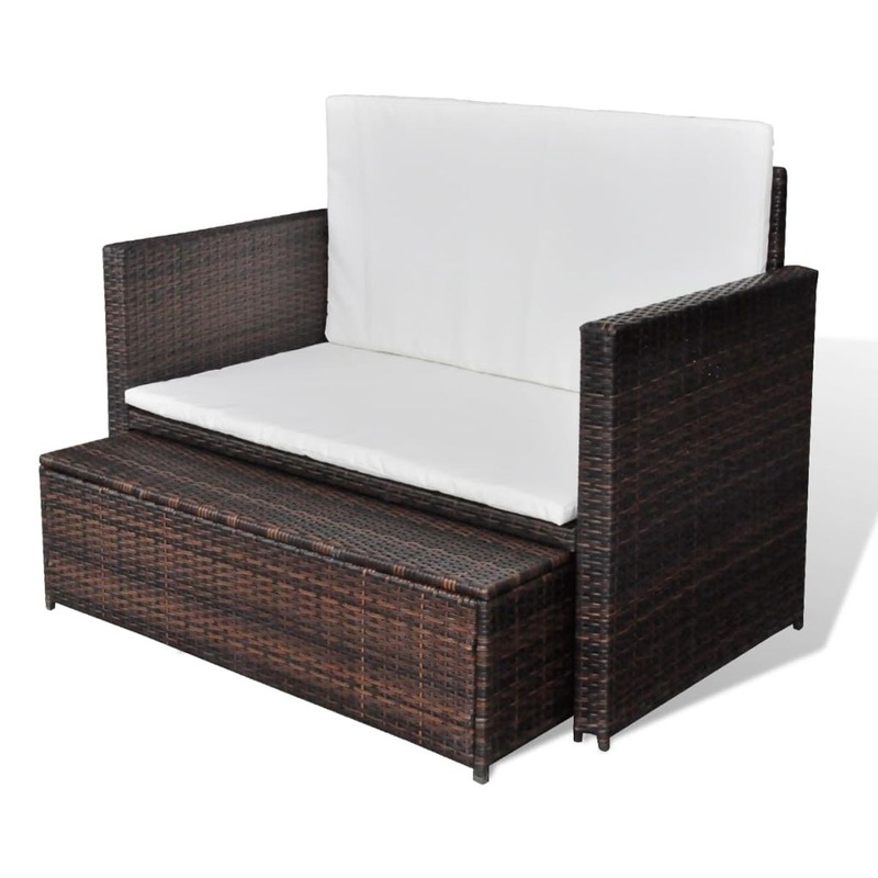 Buy 2 Piece Garden Lounge Set with Cushions Poly Rattan Brown MyDeal