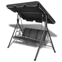 Garden Swing Bench with Canopy Black vidaXL