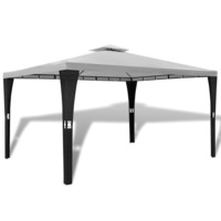 Poly Rattan Gazebo with Cream White Roof 3 x 4 m vidaXL