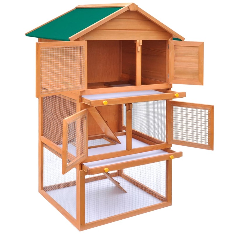 Buy Outdoor Rabbit Hutch Small Animal House Pet Cage 3 Layers Wood MyDeal