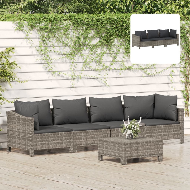 Buy Outdoor Sofa Set Outdoor Furniture Lounge Setting Grey Poly Rattan vidaXL MyDeal