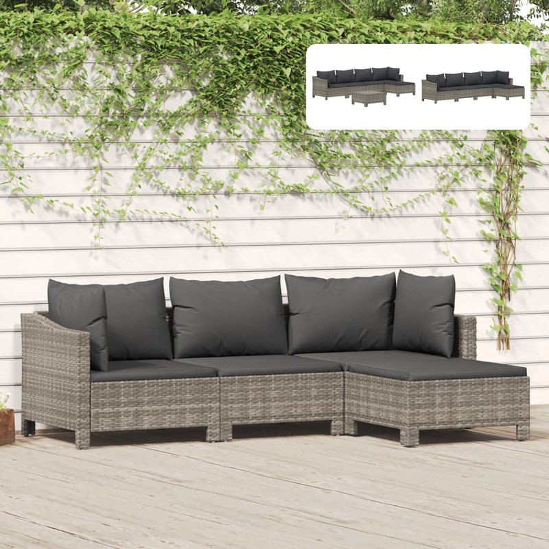 Buy Outdoor Sofa Set Outdoor Furniture Lounge Setting Grey Poly Rattan vidaXL MyDeal